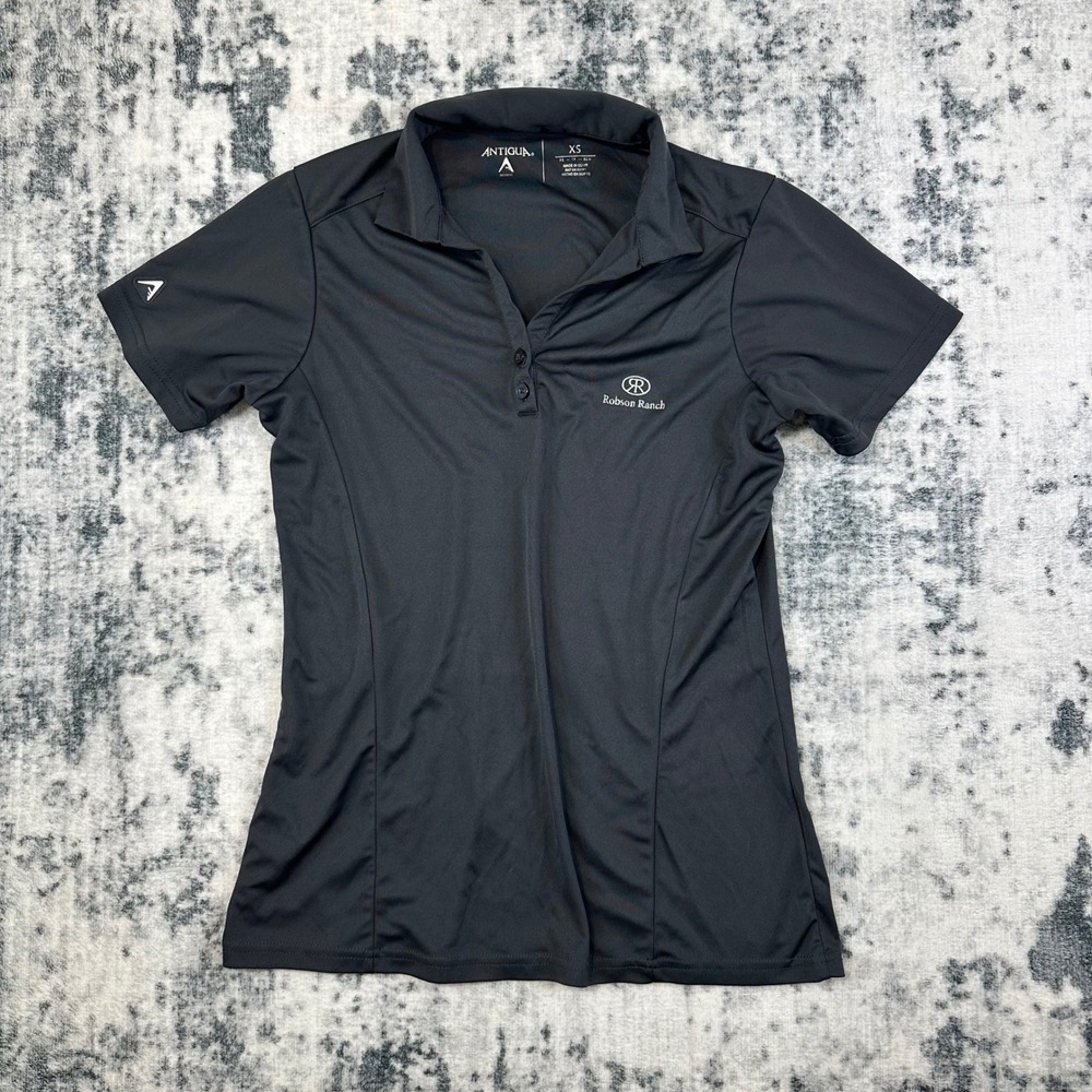 Antigua Polo Shirt Womens XS Black Robson Ranch Golf Active Short Sleeve